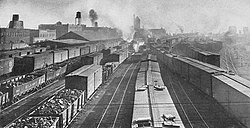 Texas and Pacific Railway yard in Fort Worth, 1916