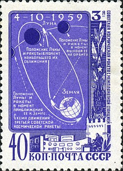 Luna 3 mission on a Soviet stamp