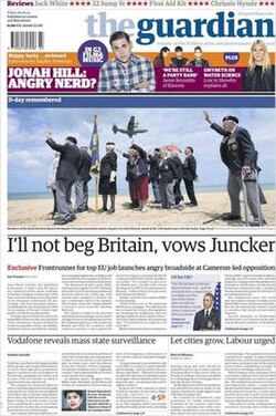 Front page of 6 June 2014 edition in the Berliner format