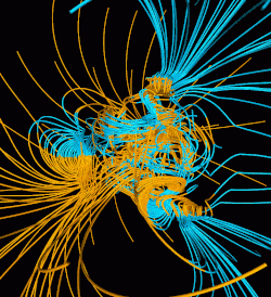 A visual representation of the Glatzmaier model during dipole reversal
