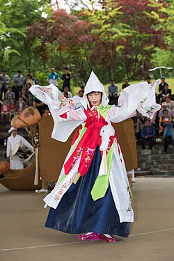 A mudang performing a kut ritual in Yangju, South Korea.