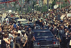 Nixon with Mexican president Gustavo Díaz Ordaz (to his right); motorcade in San Diego, California, September 1970