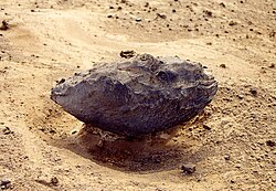 "Fusiform" type volcanic bomb. Capelinhos Volcano, Faial Island, Azores
