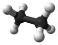Ball and stick model of ethane