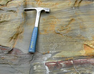 Cross-bedding and scour in a fine sandstone; the Logan Formation (Mississippian) of Jackson County, Ohio