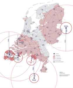 Distribution areas for iodine pills in the Netherlands (2017).