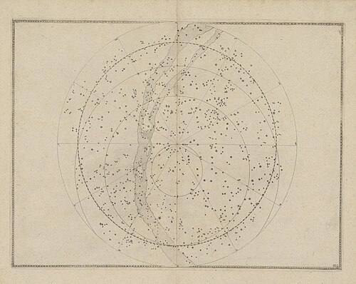 A map of the northern celestial hemisphere from Johann Bayer's 1661 edition of Uranometria, the first atlas to feature star charts covering the entire celestial sphere