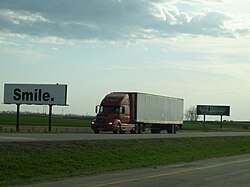 Non-commercial advertisement is used around the worldby governments and non-profit organisations to obtain donations, volunteer support or change consumer behavior.[31] North Dakota, May of 2004.