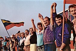 The human chain in Lithuania during the Baltic Way, 23 August 1989