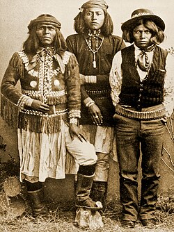 Photograph of three young Yavapai men by A. Miller, National Anthropological Archives