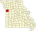 Map of Missouri highlighting Jackson County