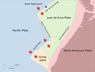 Position of Axial Seamount relative to the Juan de Fuca Ridge.