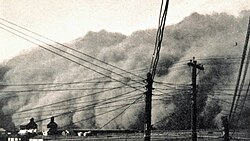 Dust storm approaching Spearman, Texas, 14 April 1935