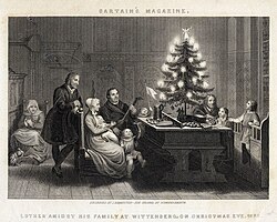 Martin Luther played a role in the emergence of the Christmas tree and in the tradition of presents on Christmas Eve.[46][47]