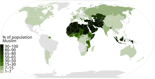 World percentage of Muslims by country (2010)[295]: 234–245