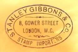 Stanley Gibbons rubber stamp impression Gower Street 1881.