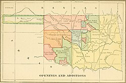 A map of the gradual opening of the Oklahoma Territory and the Indian Territory, which were merged to form the state of Oklahoma in 1907