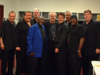 The Funk Brothers as reincarnated in 2006. The lineup includes three of the original members: Bob Babbitt (2nd from left), Joe Hunter (4th from left), Uriel Jones (8th from left).