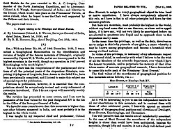 The name "Mount Everest" was first proposed in this 1856 speech, later published in 1857, in which the mountain was first confirmed as the world's highest.
