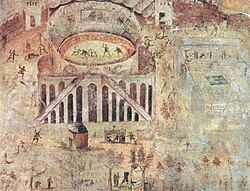 Fresco depicting the fight in the amphitheatre between Pompeians and Nucerians
