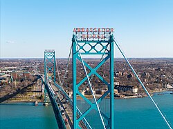 View from Detroit with Windsor, Ontario in the background, 2025