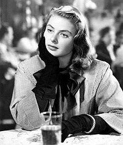 Ingrid Bergman in Notorious (1946). American film critic Dan Callahan called Bergman "The great female Hitchcock actor".[185]