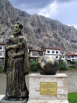 Statue of Strabo in his hometown (modern-day Amasya, Turkey)