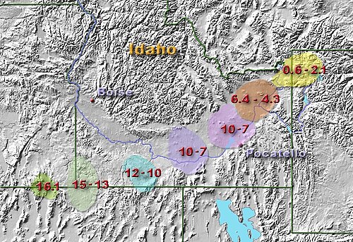 Path of the Yellowstone hotspot over the past 16 million years