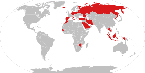 A map of countries which have lèse-majesté laws as of January 2023
