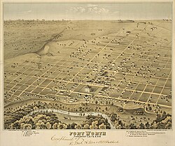 Lithograph of Fort Worth, 1876
