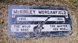 The cemetery plot of Waters under his real name, McKinley Morganfield, in Restvale Cemetery, Alsip, Illinois