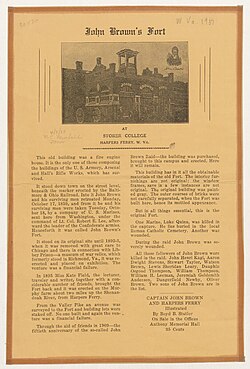 Poster announcing John Brown's Fort