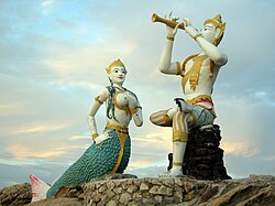 Sculptures of Phra Aphai Mani and the Mermaid from the epic poem Phra Aphai Mani, a work of Sunthorn Phu