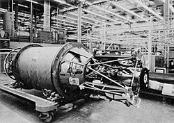 Standard Agena-D being delivered to final assembly area