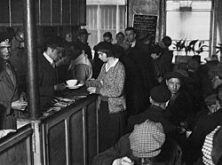 Soup kitchen for the unemployed in Paris, 1932
