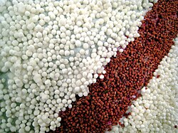 Tapioca pearls and cranberry seeds as decorations