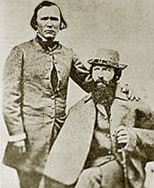 Frémont (seated right)and Kit Carson, Frémont's expeditions guide