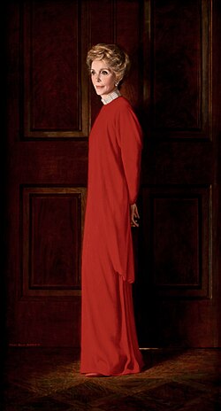 Reagan's official White House portrait by Aaron Shikler in the Vermeil Room