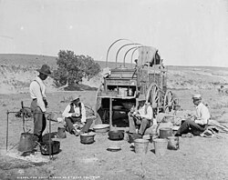 Chuckwagon on a Texas roundup, 1900