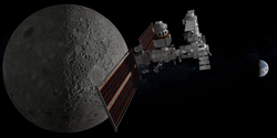 Rendering of the assembled Lunar Gateway, 2024 design