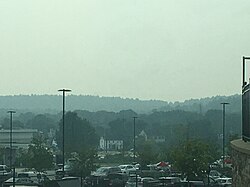 Haze from the West Coast fires in Littleton, Massachusetts on July 26, 2021