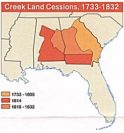 Muscogee Creek land cessions 1733–1832