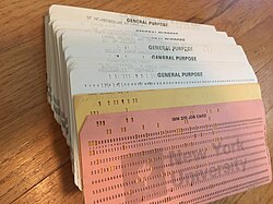 COBOL program deck of punched cards, from the 1970s