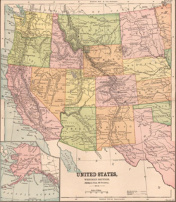 1882 hand-colored map depicting the western half of the continental United States