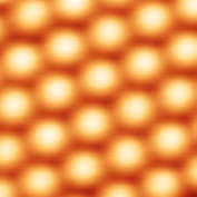 Silicon atoms (Si) enlarged about 45,000,000x (Image size approximately 955 pm × 955 pm)