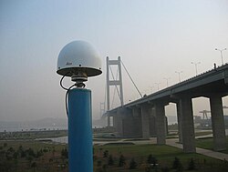 GNSS reference station antenna for structural monitoring of the Jiangying Bridge