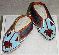 Moccasins beaded by the Peoria people c. 1860, now housed in the Oklahoma History Center