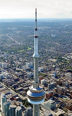 CN Tower in Toronto with antennas for broadcasting television and radio