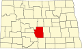 Map of North Dakota highlighting Burleigh County