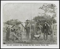 Company B of the 9th Mississippi, a confederate camp in Pensacola, Florida, in 1861.